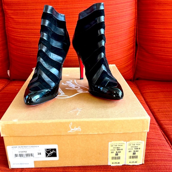 **SOLD Christian Louboutin Amor 100 Patent/VV/Cuoio Black Boot Size 8 **SOLD - Picture 5 of 5